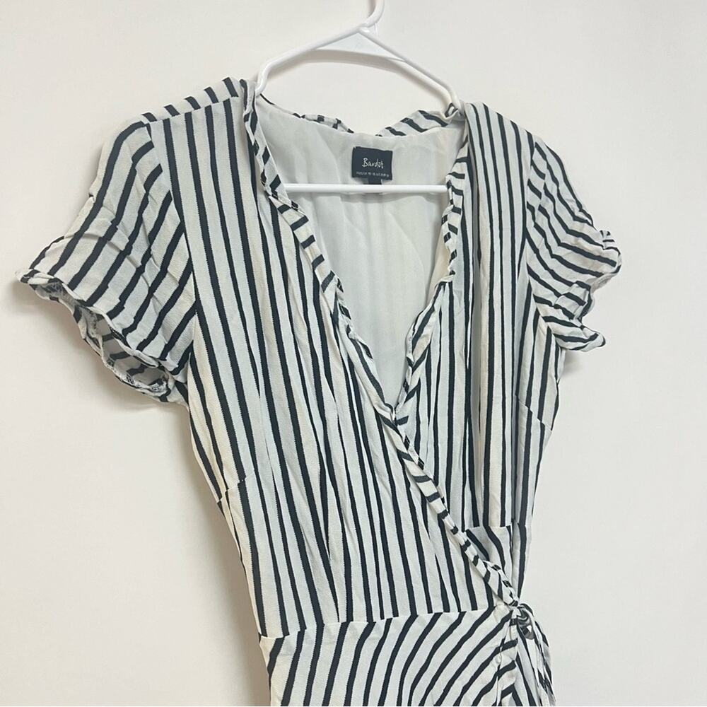 Bardot Adie Maxi Wrap Dress Black and White Striped Short Sleeve US 6 Small $119 - Picture 5 of 11